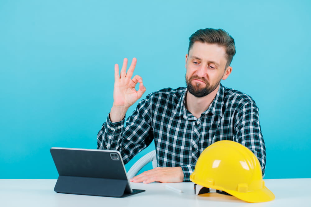 I percorsi online sono utili per formarsi circa diversi temi: uno di questi è la sicurezza sul lavoro. Nella foto, un ragazzo davanti al computer con un casco vicino.